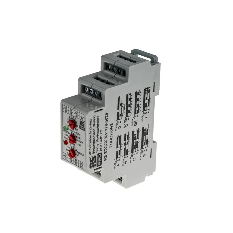 RS PRO DIN Rail Timer Relay Multifunction 4PDT 4-Contact 12 to 250 V DC 12V AC 240V AC 0.1 s to 10 Days 178-5029