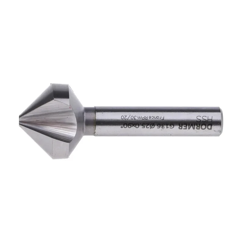 Dormer HSS Drill Bit 25 mm Head Diameter 3 Flutes 90° Countersink Angle 10 mm Shank G13625.0
