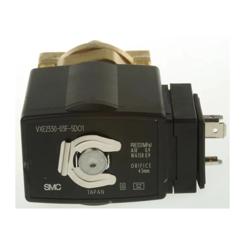 SMC Solenoid Valve 2 Port Normally Closed Brass Body 3/8 in, 24V DC VXE2330-03F-5DO1