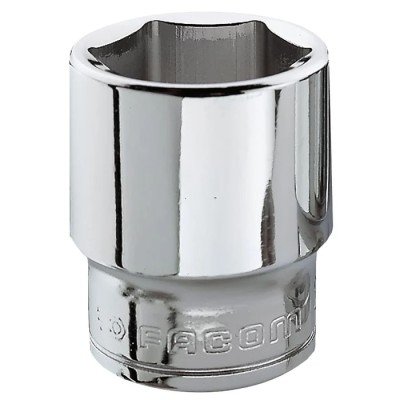 Facom 3/8 in Drive 18 mm 6 Point Square Socket Chrome Vanadium Steel 33mm Overall Length J.18H
