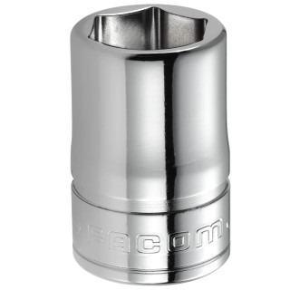 Facom 3/8 in Drive 17 mm 6 Point Square Socket, Chrome Vanadium Steel, 30mm Overall Length J.17H