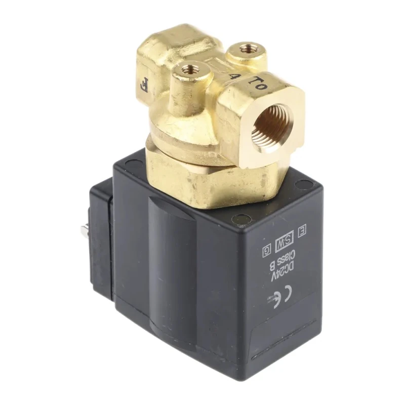 SMC Solenoid Valve, 2 Port, Normally Closed, 24V, 1/4 inch Inlet Port, Brass Body VXE2330-02F-5DO1