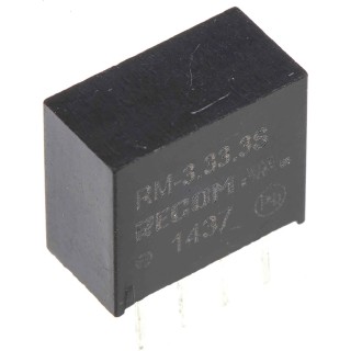 Recom DC/DC Converter 3.3V DC Output 76mA Through Hole SIP 4-Pin RM-3.33.3S