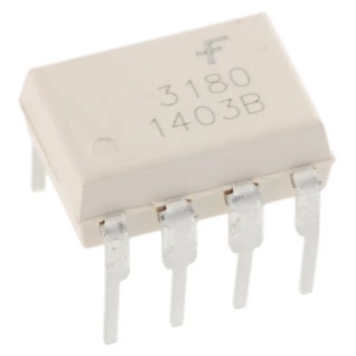 onsemi DC Input Optocoupler Through Hole 8-Pin DIP MOSFET Output, 1 Channel, 25mA Input Current, 1.8V Forward Voltage FOD3180