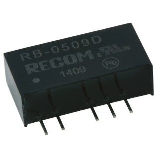 Recom DC/DC Converter 9V 56mA 5.5V/4.5V Input 1W Through Hole SIP7 Package RB-0509D