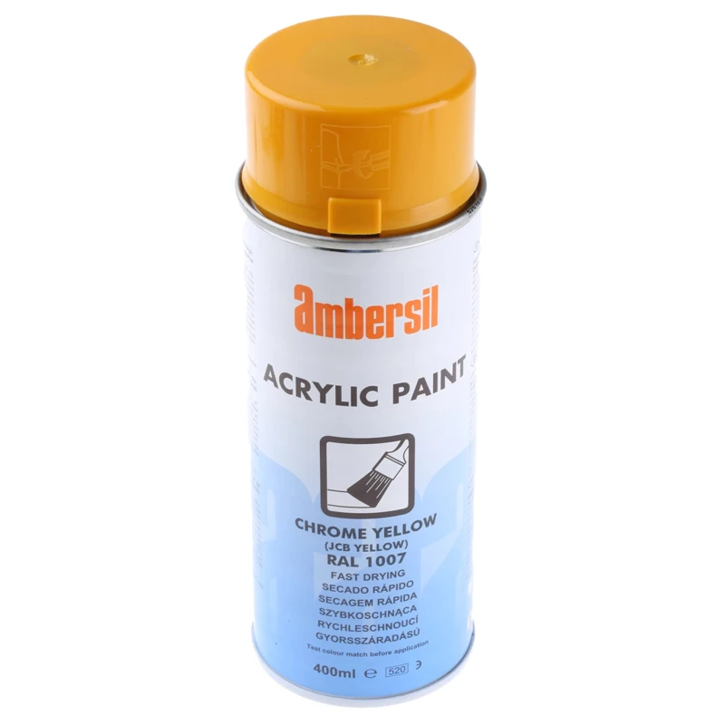 Ambersil Acrylic Spray Paint Yellow Gloss 400 ml Can RAL 1007 31653-AL