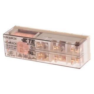 TE Connectivity Force Guided Relay PCB Mount 6-Pole 6PDT Gold Plated Contacts 24V DC Coil SR6A6K24
