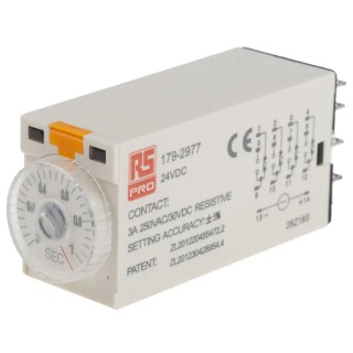 RS PRO Timer Relay 4-Contact, 24 V DC/AC, 0.1 to 1 s Time Range, 1-Function, 4PDT Switch Configuration 179-2977
