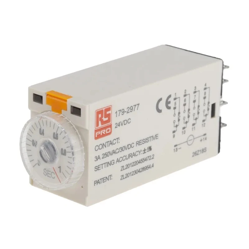 RS PRO Timer Relay 4-Contact, 24 V DC/AC, 0.1 to 1 s Time Range, 1-Function, 4PDT Switch Configuration 179-2977