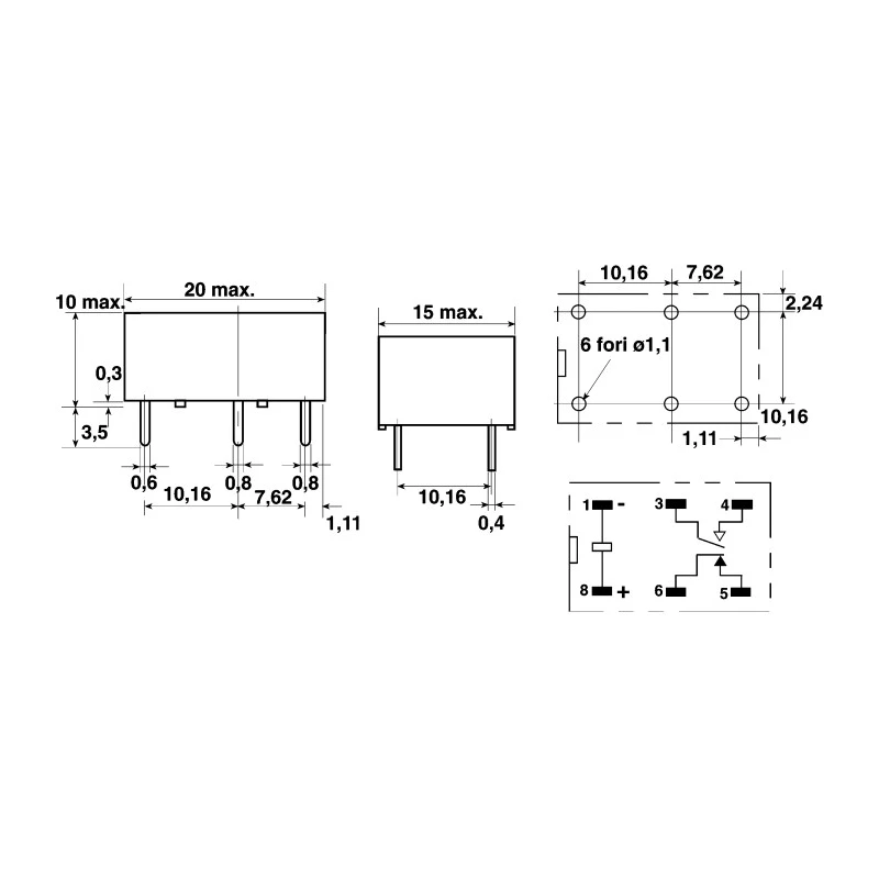 Omron Aratas PCB Power Relay 24V dc Coil 8A Switching Current DPST G6C-2114P-US 24DC