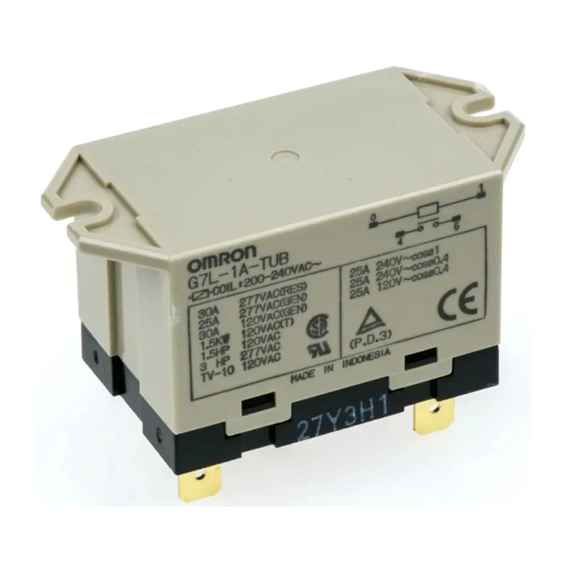 Omron Panel Mount Power Relay 12V AC Coil 30A Switching Current SPST G7L-1A-TUB AC12
