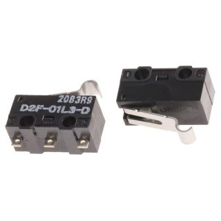 Omron Simulated Roller Lever Ultra Subminiature Micro Switch, Solder Terminal, 3A, 30V DC, SPDT, IP40 D2F-01L3-D