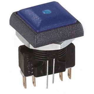 APEM IR Series Illuminated Momentary Push Button Switch, Panel Mount, 14.8 mm Cutout, DPDT, Blue LED, IP67, 48 V IRC8Z2B2LOB