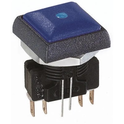APEM IR Series Illuminated Momentary Push Button Switch, Panel Mount, 14.8 mm Cutout, DPDT, Blue LED, IP67, 48 V IRC8Z2B2LOB