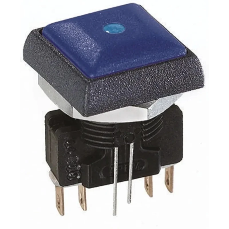 APEM IR Series Illuminated Momentary Push Button Switch, Panel Mount, 14.8 mm Cutout, DPDT, Blue LED, IP67, 48 V IRC8Z2B2LOB