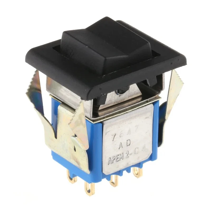 APEM DPDT On-Off-On (On)-Off-(On) Rocker Switch Panel 6A 7000 Series 12.5x15mm 7647AD+U1202+U732