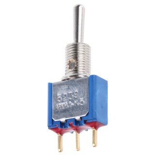 APEM Toggle Switch PCB Mount On-Off-On SPST 24 V DC 250 V AC Nickel Plated Brass Actuator 5238CDB