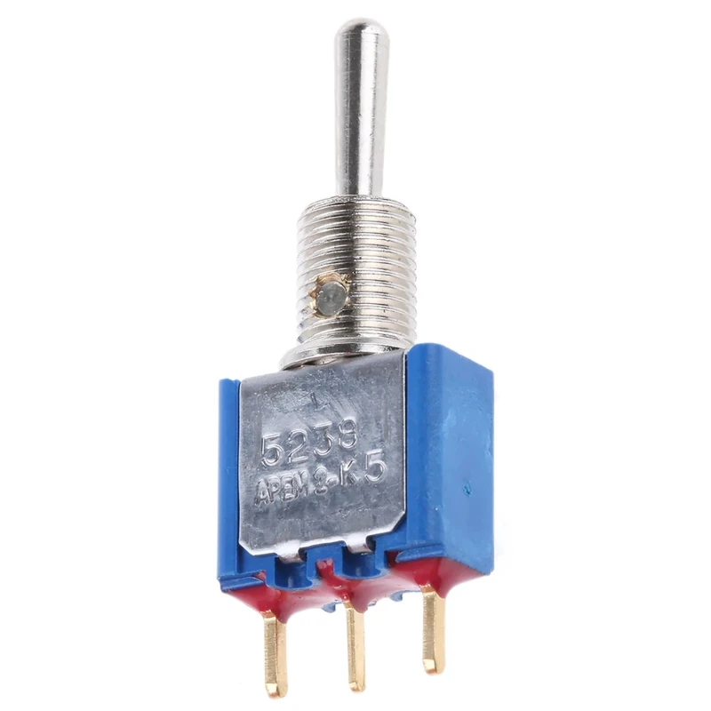 APEM Toggle Switch PCB Mount On-Off-On SPST 24 V DC 250 V AC Nickel Plated Brass Actuator 5238CDB