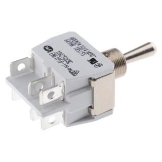 APEM Toggle Switch Panel Mount On-Off-On DPST Solder Lug Terminal 24 V dc, 250 V ac 649H/2K