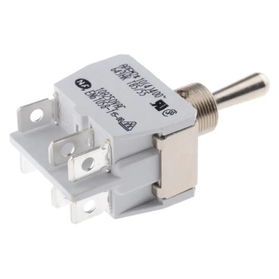 APEM Toggle Switch Panel Mount On-Off-On DPST Solder Lug Terminal 24 V dc, 250 V ac 649H/2K