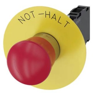 Siemens SIRIUS ACT Emergency Stop Push Button, Panel Mount, 22 mm Cutout, SPDT, IP67, IP69, Plastic 3SU1150-1HB20-1FH0