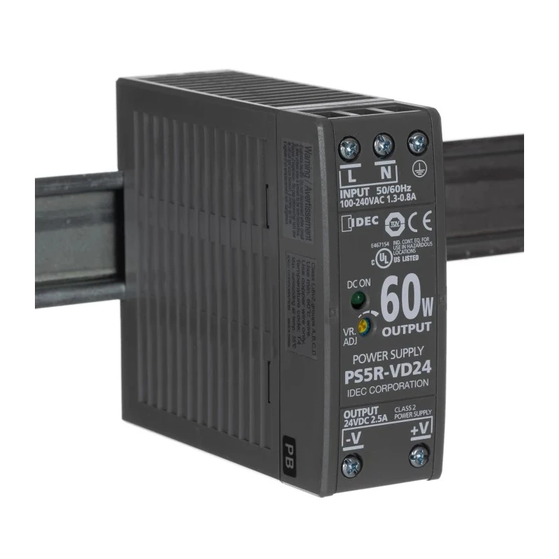 Idec PS5R Switched Mode DIN Rail Power Supply 24V DC, 2.5A Output, 60W, AC/DC Input 85-370V PS5R