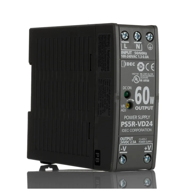 Idec PS5R Switched Mode DIN Rail Power Supply 24V DC, 2.5A Output, 60W, AC/DC Input 85-370V PS5R