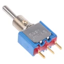 APEM Toggle Switch PCB Mount On-Off-On SPST 24 V dc 250 V ac PC Terminal Nickel Plated Brass Actuator 5237CDB