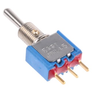 APEM Toggle Switch PCB Mount On-Off-On SPST 24 V dc 250 V ac PC Terminal Nickel Plated Brass Actuator 5237CDB