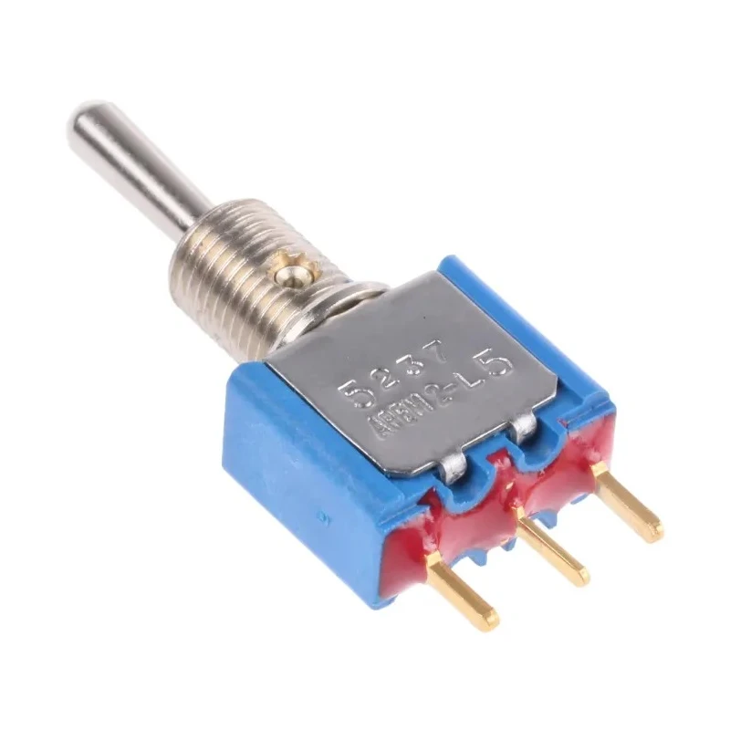 APEM Toggle Switch PCB Mount On-Off-On SPST 24 V dc 250 V ac PC Terminal Nickel Plated Brass Actuator 5237CDB