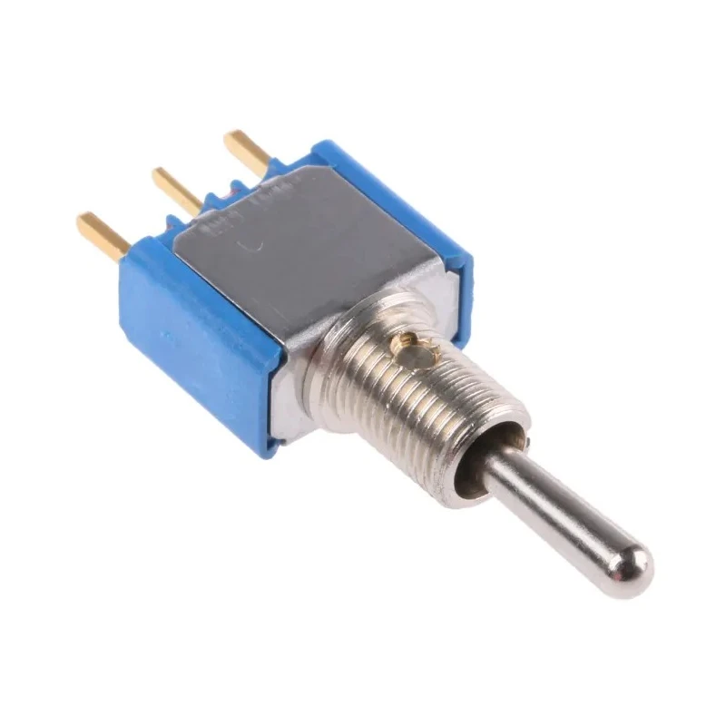 APEM Toggle Switch PCB Mount On-Off-On SPST 24 V dc 250 V ac PC Terminal Nickel Plated Brass Actuator 5237CDB