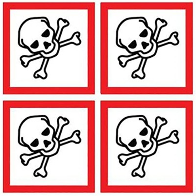 RS PRO White Gloss Polymeric Vinyl Safety Label GHS Toxic Text 100 mm x 100 mm 181-2250