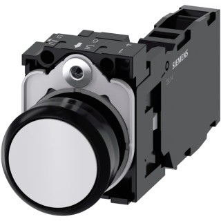 Siemens SIRIUS ACT 3SU11 Series Push Button Switch, Momentary, Plate Mount, 22 mm Cutout, SPDT, 500 V 3SU1100-0AB60-1FA0