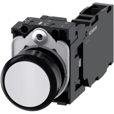 Siemens SIRIUS ACT 3SU11 Series Push Button Switch, Momentary, Plate Mount, 22 mm Cutout, SPDT, 500 V 3SU1100-0AB60-1FA0