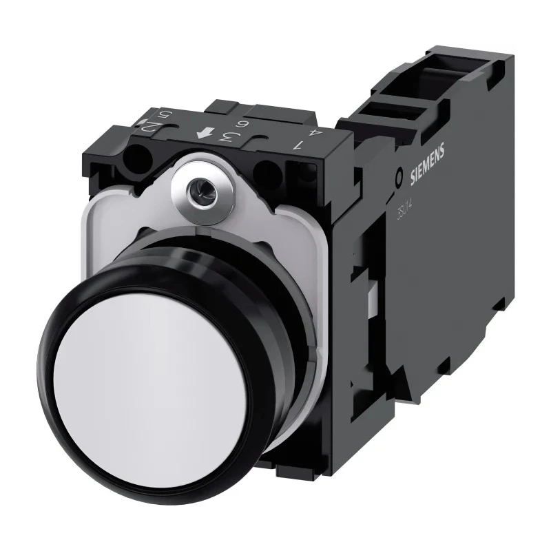 Siemens SIRIUS ACT 3SU11 Series Push Button Switch, Momentary, Plate Mount, 22 mm Cutout, SPDT, 500 V 3SU1100-0AB60-1FA0
