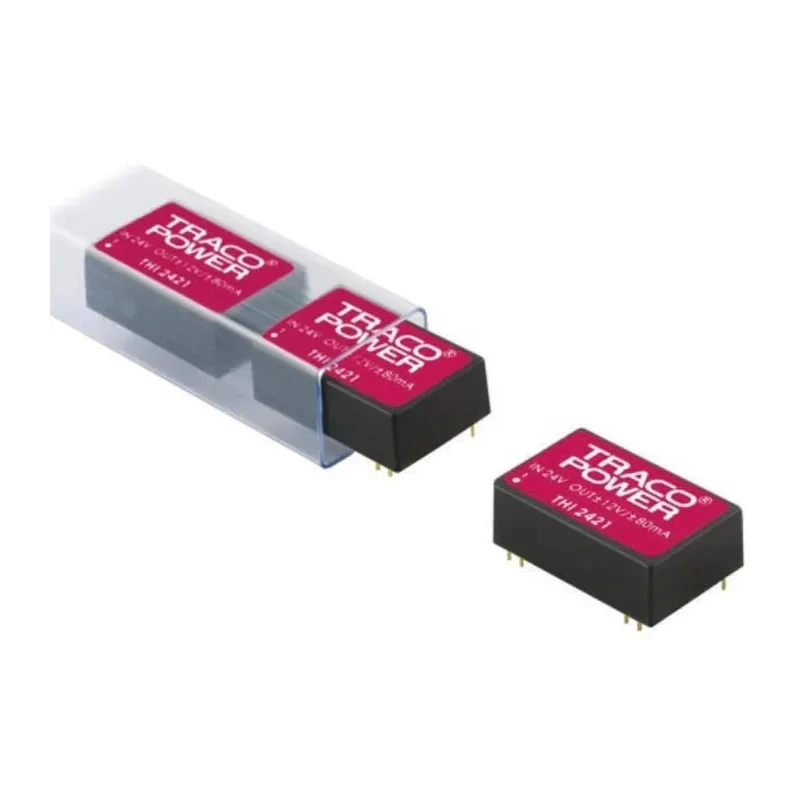 TRACOPOWER Regulated Isolated DC/DC Converter 5V DC 400mA 5.5V DC Input 4.5V Input 2W Through Hole DIP Package THI 0511