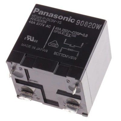 Panasonic PCB Power Relay, 9V DC Coil, 48A Switching Current, SPST, HE Series HE1AN-P-DC9V-Y5