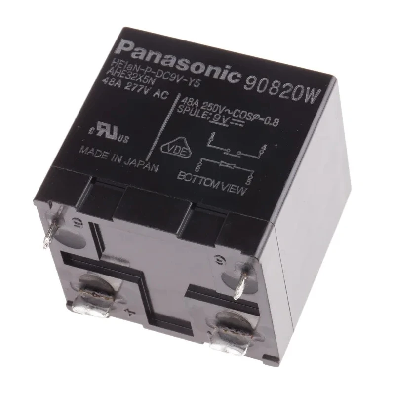 Panasonic PCB Power Relay, 9V DC Coil, 48A Switching Current, SPST, HE Series HE1AN-P-DC9V-Y5