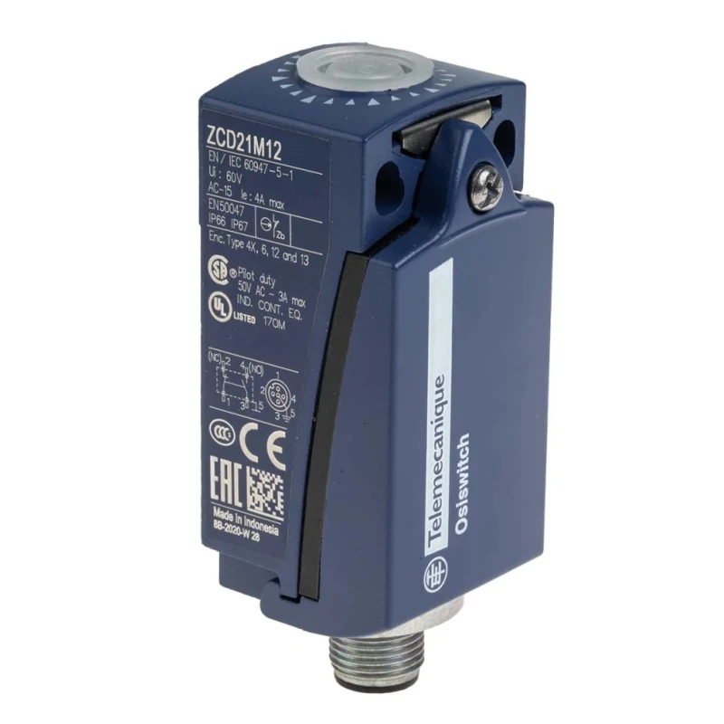 Telemecanique Sensors ZCD Series Roller Lever Limit Switch, SPDT, Zinc Alloy Housing, 240V AC, IP66 IP67 ZCD21M12