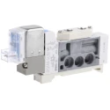 SMC Pneumatic Solenoid Valve with Metric M5 Port, 5 Port Solenoid, 24V DC, Die Cast Zinc Body, Halogenated Nitrile SY3000