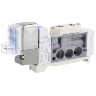 SMC Pneumatic Solenoid Valve with Metric M5 Port, 5 Port Solenoid, 24V DC, Die Cast Zinc Body, Halogenated Nitrile SY3000