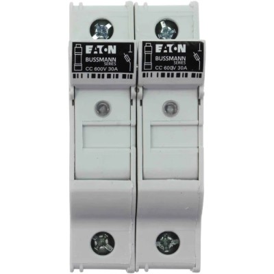 Eaton 30A Rail Mount Fuse Holder 2P-Pole Screw Terminal DIN 35 mm, 600V AC CHCC2DIU