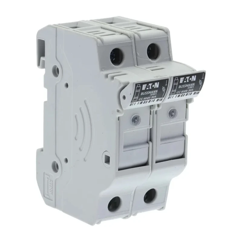 Eaton 30A Rail Mount Fuse Holder 2P-Pole Screw Terminal DIN 35 mm, 600V AC CHCC2DIU