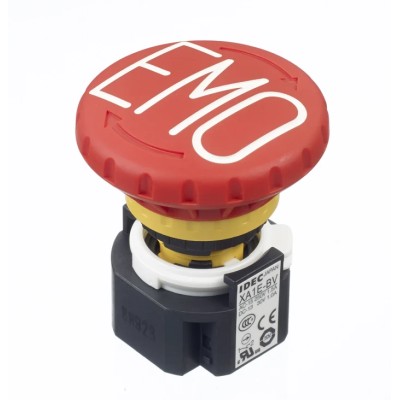 Idec XA Series Twist Release Emergency Stop Push Button, Panel Mount, 16 mm Cutout, 2 NC, IP65 XA1E-BV402RH-EMO