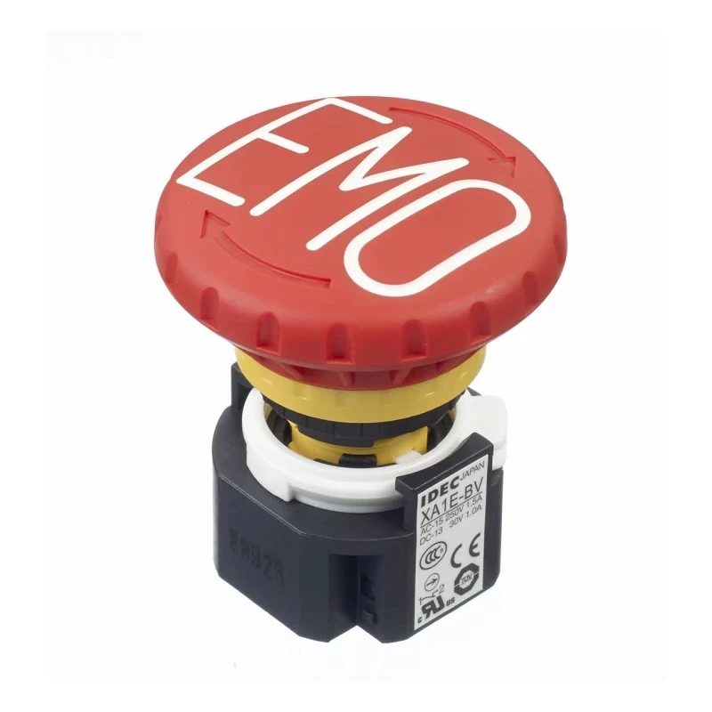 Idec XA Series Twist Release Emergency Stop Push Button, Panel Mount, 16 mm Cutout, 2 NC, IP65 XA1E-BV402RH-EMO