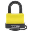 ABUS Keyed Aluminium Steel Safety Padlock Weatherproof Keyed Alike 8mm Shackle 53mm Body 70AL/45 YELLOW KA