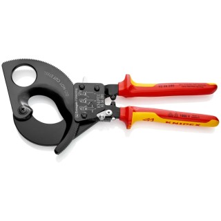 Knipex VDE/1000V Approved Ratchet Action Ratchet Cable Cutter 280mm Maximum Cutting Capacity 52mm Model 95 36 280