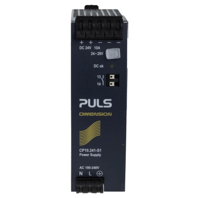 PULS DIN Rail Power Supply 24 V DC, 10 A Output, 240 W Power, 100-240 V AC Input CP10.241-S1