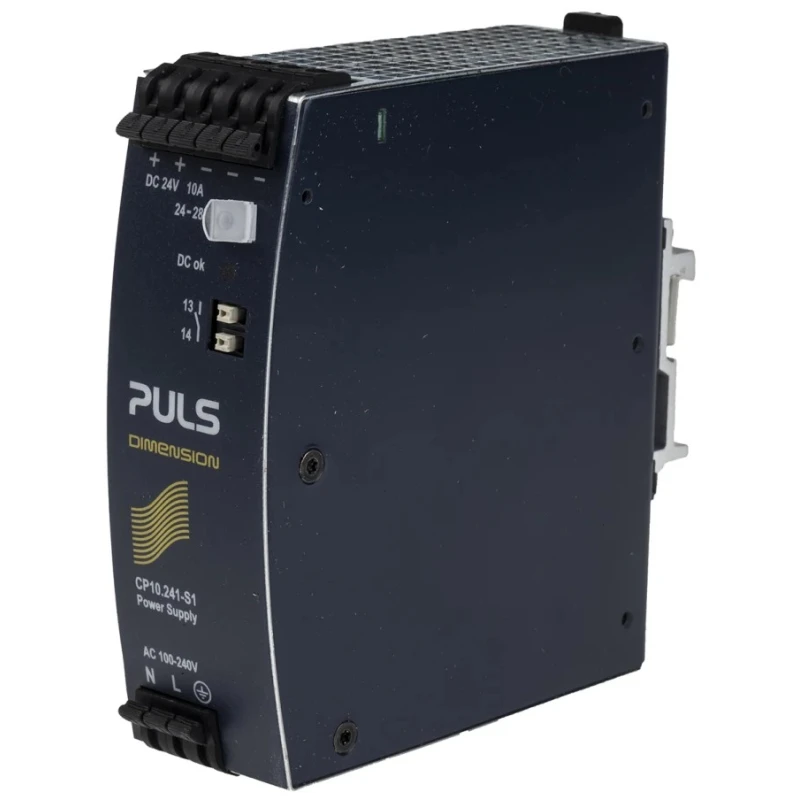 PULS DIN Rail Power Supply 24 V DC, 10 A Output, 240 W Power, 100-240 V AC Input CP10.241-S1