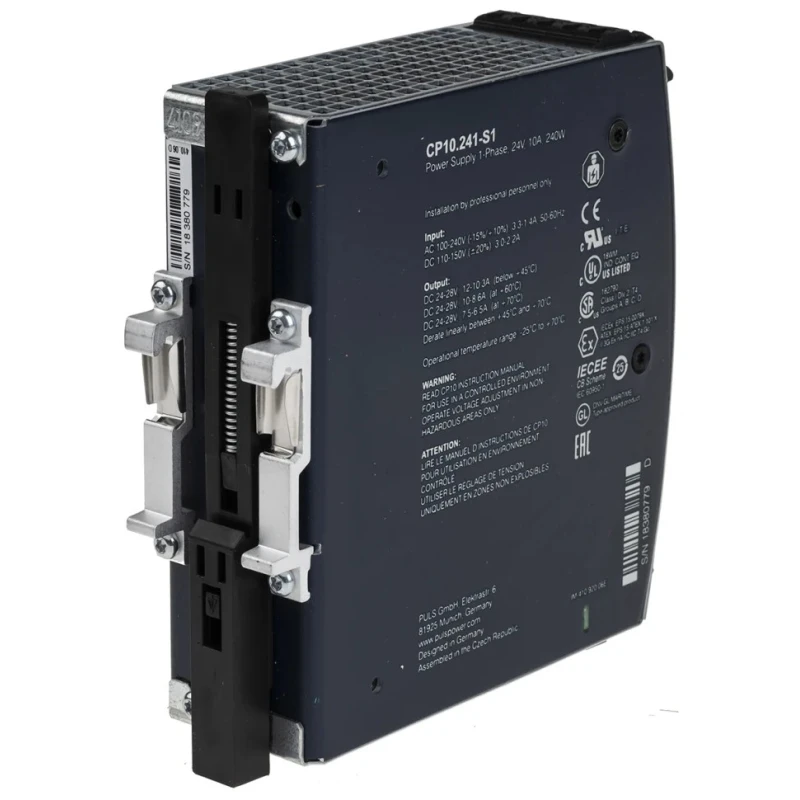 PULS DIN Rail Power Supply 24 V DC, 10 A Output, 240 W Power, 100-240 V AC Input CP10.241-S1